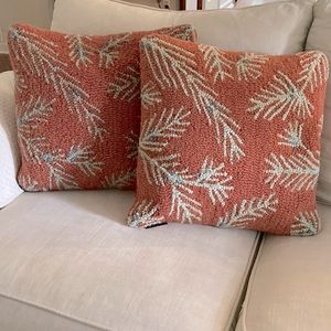 Chandler 4 Corners hooked wool pillow pair